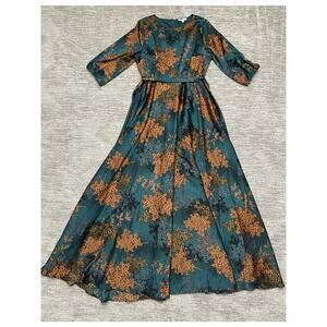 Baltic Born Teal and Burnt Orange Floral Maxi Dress